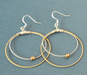 Double Hoop Guitar String Earrings with Ball- Ends