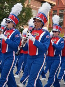 Chase Wallace marching in the KU marching band